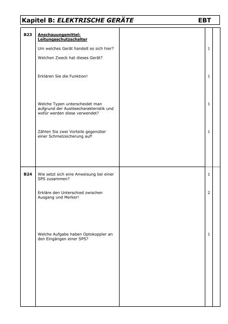 Kapitel B: ELEKTRISCHE GERÄTE EBT