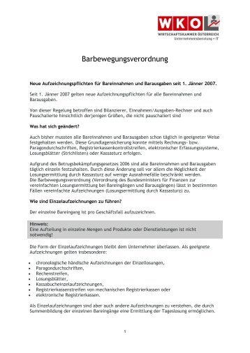 Barbewegungsverordnung - Wirtschaftskammer Österreich