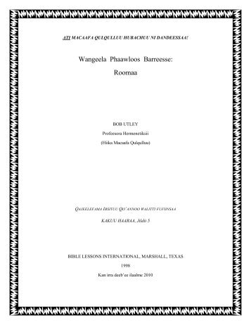Wangeela Phaawloos Barreesse: Roomaa - Free Bible Commentary