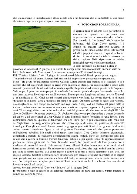 Crop Circles in Italia Le formazioni della stagione 2009 - Oltrepensiero