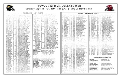 TOWSON (2-0) vs. COLGATE (1-2)