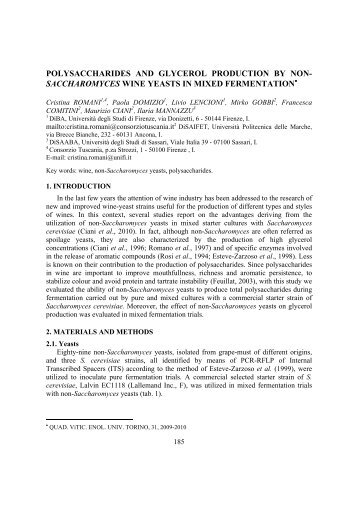 Polysaccharides and glycerol production by non-Saccharomyces ...