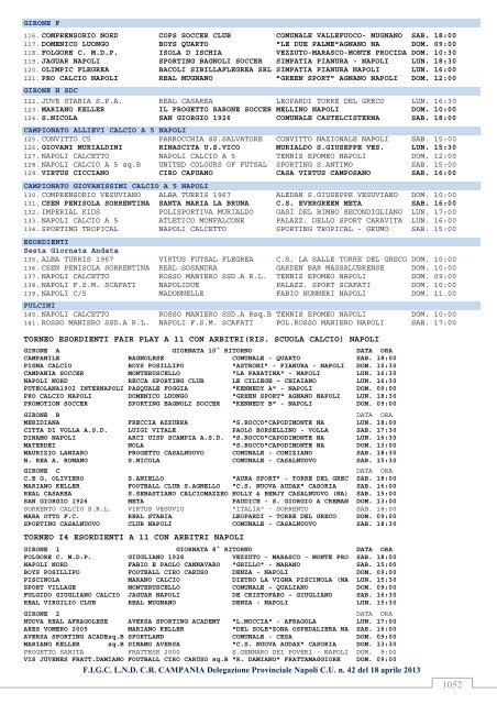 Comunicato Ufficiale n. 42 del 18 aprile 2013 - FIGC-Napoli