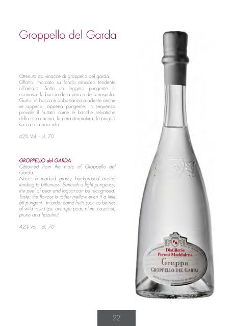 Depliant grappe - Distillerie Peroni Maddalena