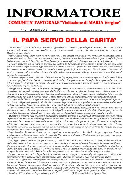 Info CP 09/13 - Comunità Pastorale "Visitazione di Maria Vergine"