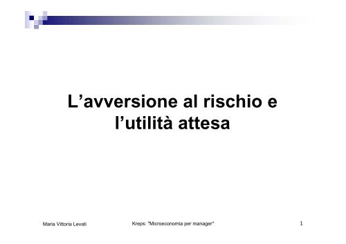 Utilità attesa - Scienze economiche e metodi matematici