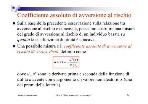 Utilità attesa - Scienze economiche e metodi matematici