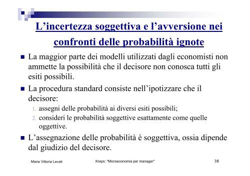 Utilità attesa - Scienze economiche e metodi matematici