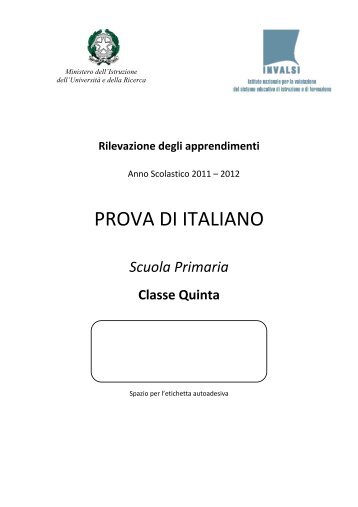 PROVA DI ITALIANO - Invalsi