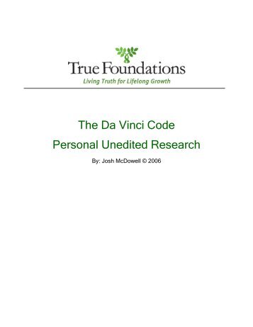 The Da Vinci Code Personal Unedited Research - Outreach