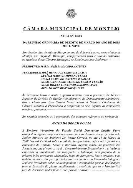 Acta 6/09 - Câmara Municipal do Montijo