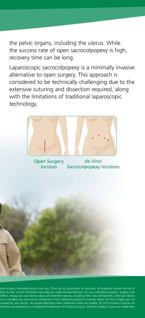 da Vinci® Sacrocolpopexy Patient Brochure - Sparks & Favor PC