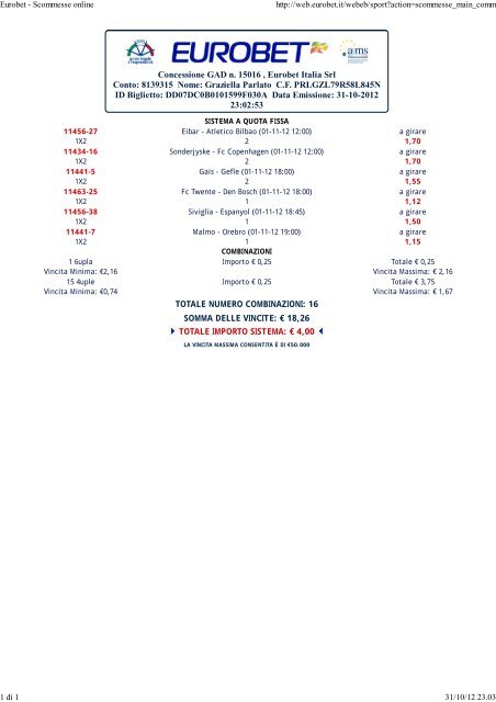 EuroBet scommesse online