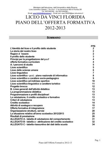 POF 2012-2013 - liceo scientifico da vinci floridia