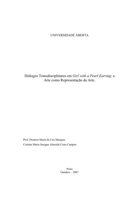 Diálogos Transdisciplinares em Girl with a Pearl Earring: a Arte ...