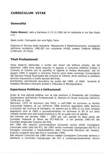Curriculum Vitae Fabio Dionori (dimensione ... - Provincia di Siena