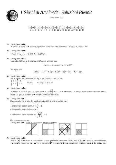 I Giochi di Archimede - Soluzioni Biennio