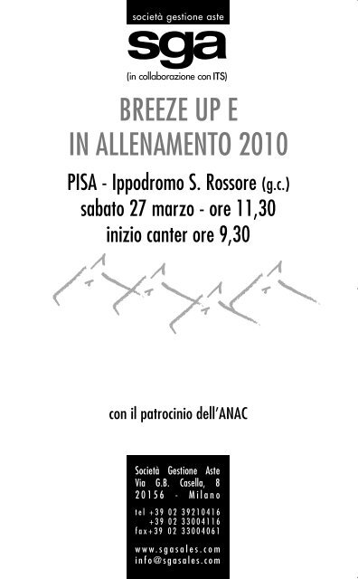 catalogo asta breeze up e in allenamento - SGA Sales