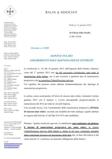 Scarica la circolare in formato pdf - Balin & Associati