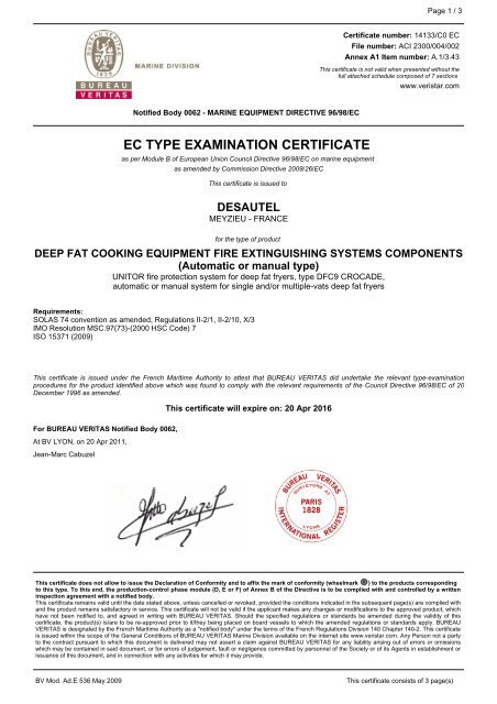 EC TYPE EXAMINATION CERTIFICATE - France Air