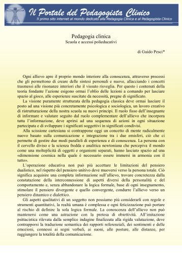 Scuola e accessi polieducativi - Pedagogia Clinica