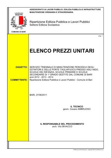 elenco prezzi unitari - Comune di Bari