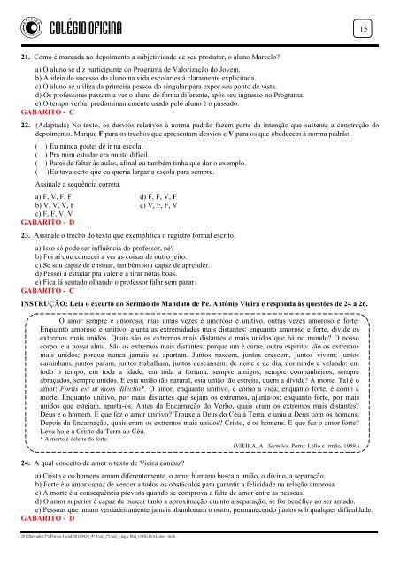 linguagens, códigos e suas tecnologias - Colégio Oficina