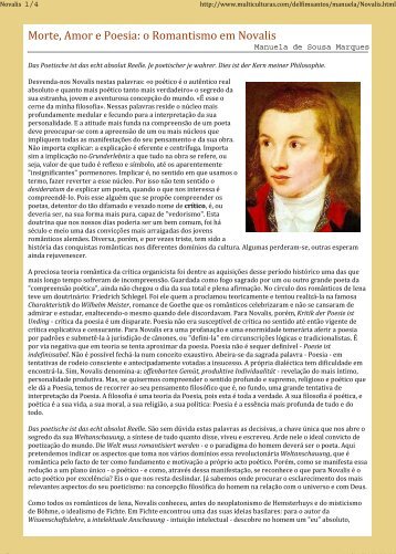 Morte, Amor e Poesia: o Romantismo em Novalis - Ler Delfim Santos