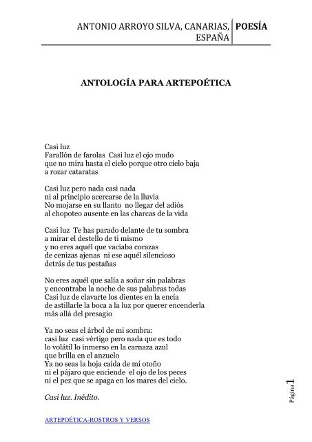 ANTONIO ARROYO SILVA, CANARIAS, ESPAÑA - Rostros y Versos