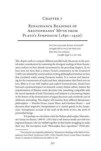 Myth from Plato's Symposium - Iter: Gateway to the Middle Ages and ...