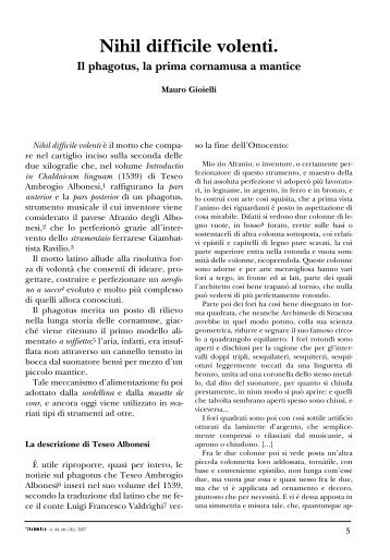 Nihil difficile volenti. Il phagotus, la prima cornamusa ... - Mauro Gioielli