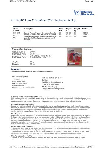 Unitor GPO 302N Electrode instructions (PDF) - Althams | Offshore ...