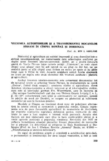 Ion I. GHELASE Vechimea autohtonilor si a transhumantei ...