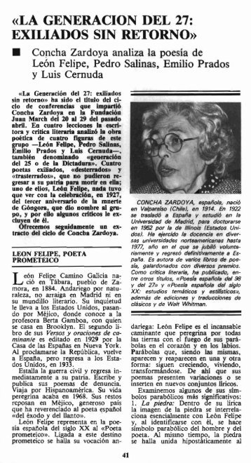 la generacion del 27: exiliados sin retorno - Fundación Juan March