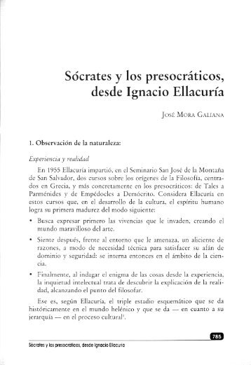 Sócrates y los presocráticos, desde Ignacio Ellacuría