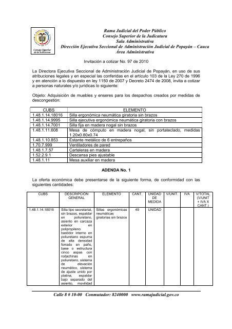 Rama Judicial del Poder Público Consejo Superior de la Judicatura ...