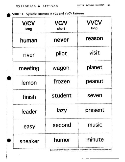 Syllables and Affixes