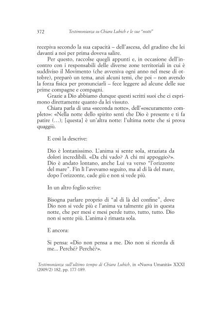 189, pp. 361-375 tEStimoNiaNZa Su CHiaRa LuBiCH ... - Città Nuova