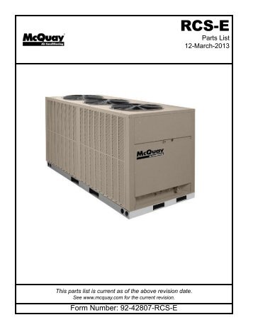 RPL: RCS 06-20E, R22 Condensing Unit, Air-Cooled Split System