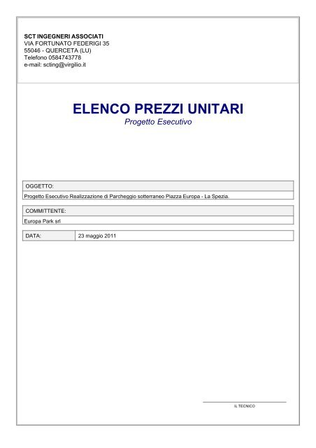 Elenco prezzi unitari - CCIAA della Spezia