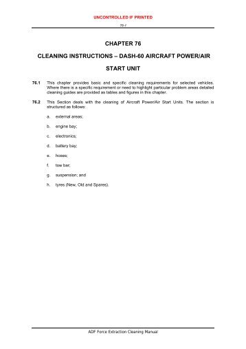 CHAPTER 76 CLEANING INSTRUCTIONS – DASH-60 AIRCRAFT POWER/AIR START UNIT