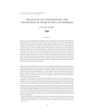 the sonate auf concertenart and conceptions of genre ... - Steven Zohn