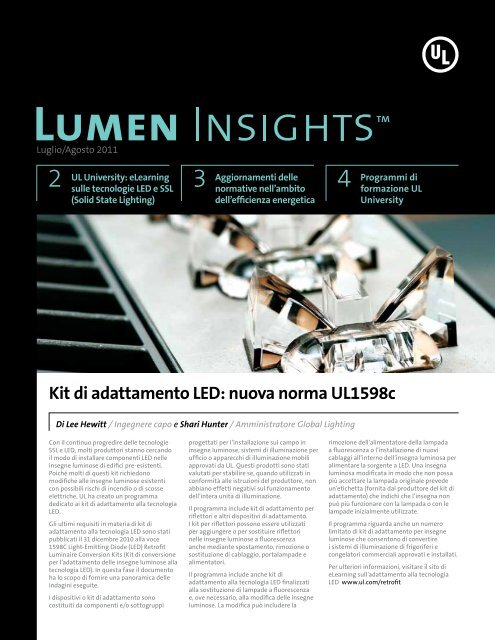 Kit di adattamento LED: nuova norma UL1598c - UL.com