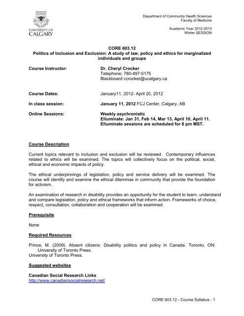 MDSC 65 - University of Calgary