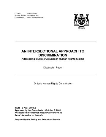 An intersectional approach to discrimination - Ontario Human Rights ...