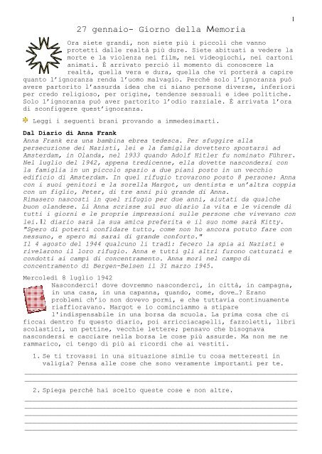 27 gennaio- Giorno della Memoria - La Teca Didattica