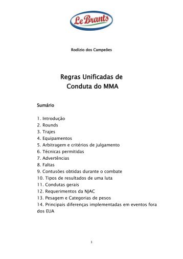 Regras Unificadas de Conduta do MMA - Le Brants