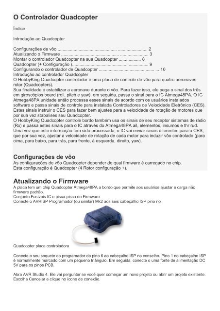 O Controlador Quadcopter Atualizando o Firmware - Hobby King