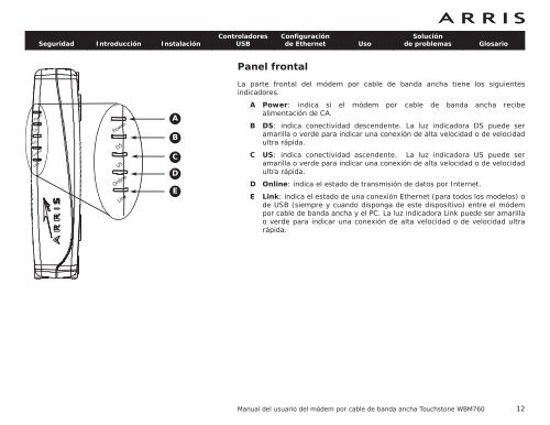 Uso del módem por cable de banda ancha - Arris