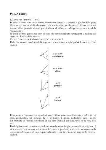 PRIMA PARTE 1. Luci: con la torcia [1 ora] In aula: si punta una ...